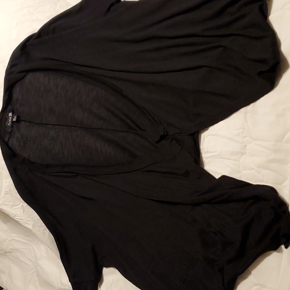Forever 21 half sleeve, light weight, black, open front cardigan